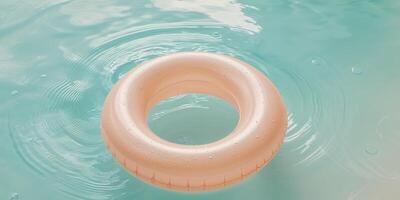 An inflatable ring floating in a pool photo