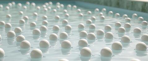 A large group of white eggs in a pool photo