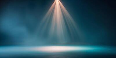 Moody Deep Blue Studio Backdrop with Light Beams Ideal for Product Displays and Graphic Design Projects photo
