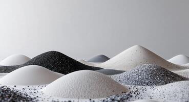 A group of rocks and sand in a white and black color scheme photo