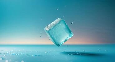 A soap bar floating in water with a blue background photo