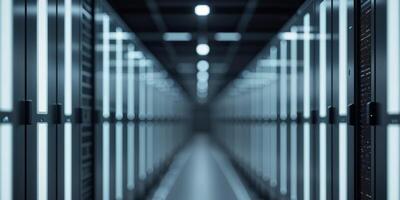 A long row of servers in a data center photo