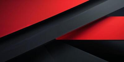 Abstract dynamic composition of sharp black and red geometric shapes on a dark background photo