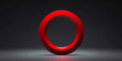 Abstract Red Circle Frame on Dark Background. photo