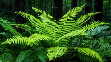Lush Green Ferns in a Forest Vibrant Tropical Foliage Natural Texture Background photo