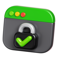 Password secure access on web internet browser window isolated. Computer network security icon. 3D illustration png