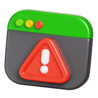 Not available webserver response, Webpage with warning sign. Computer network security icon. 3D illustration png