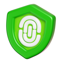 Fingerprint on protection shield isolated. Computer network and cyber security icon. 3D illustration png