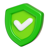 Protection shield with check mark isolated. Computer network security icon. 3D illustration png