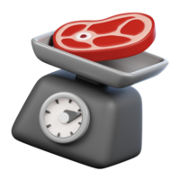 Kitchen Scale and Meats Kitchenware and Cooking icon on transparent background 3d Render png