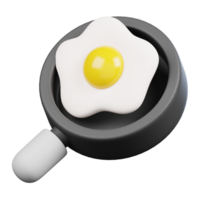 Fried Egg in A Flying Pan Kitchenware and Cooking icon on transparent background 3d Render png