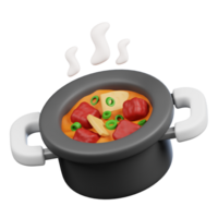 Cooking Pot with Beef Stew Kitchenware and Cooking icon on transparent background 3d Render png