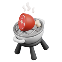 Barbecue Grill Kitchenware and Cooking icon on transparent background 3d Render png