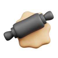 Rolling Pin with Dough Kitchenware and Cooking icon on transparent background 3d Render png