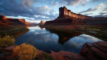 Scenic River Reflection in Canyonlands National Park Utah USA Dramatic Sunset photo