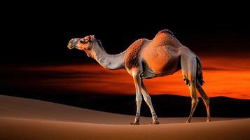 Majestic Camel Silhouette at Sunset in the Desert Wildlife Photography photo