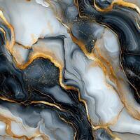 Elegant black, white, and gold marble texture for backgrounds and design projects photo
