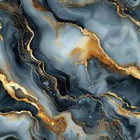 Abstract blue and gold marble texture background for creative design photo