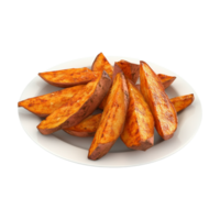 potato wedges on a plate on a transparent background png