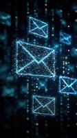 Digital email icons in a futuristic cyber environment representing communication photo