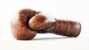 Brown boxing glove on white background for sports and fitness concepts photo
