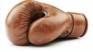 Close-up of a brown leather boxing glove isolated on a white background photo