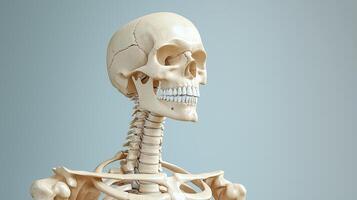 Realistic human skeleton model with detailed structure and articulated joints photo