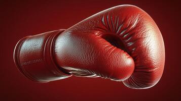 Red leather boxing glove isolated on dark background for sports image photo