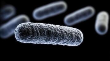 Close-up view of bacteria under digital microscope with black background photo