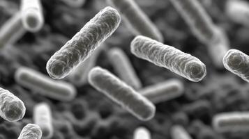 Microscopic view of bacteria, cylindrical shapes under high magnification photo
