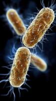 Close-up image of bacteria under microscope in vibrant scientific illustration photo
