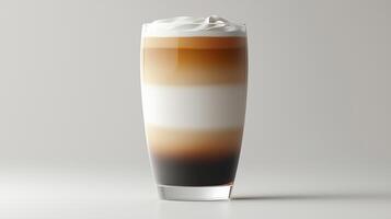 Layered coffee drink with cream and foam in a clear glass photo