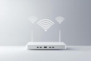 Modern wi-fi router with signal indicators on a minimalist background photo