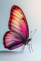 Close-up of a vibrant pink and orange butterfly with intricate wing pattern photo