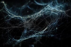 Close-up abstract texture of fine cobwebs on a dark background photo