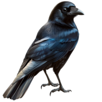 Majestic black crow standing with a sleek and glossy feathered body png