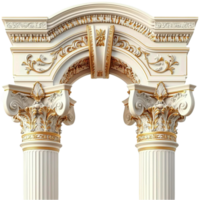 architectural archway with intricate gold detailing and columns png