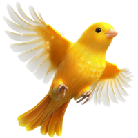 yellow canary soaring with wings wide open png