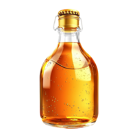 glass bottle filled with golden syrup and sealed with a cork png