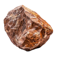 Large rough brown rock with a rugged uneven surface and sharp edges png