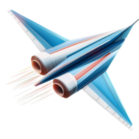 Futuristic blue and white jet soaring forward png