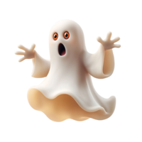 Cute floating ghost with a surprised expression and open mouth png