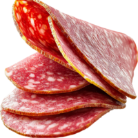 Slices of salami with a marbled texture and red color png