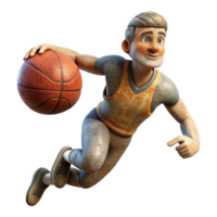 wonderful rustic Basketball Player Dunking Ball Isolated Element authentic png