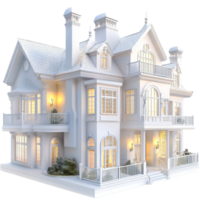 Luxurious Victorian style mansion with grand windows and intricate architecture png