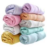 colorful towels are neatly folded and stacked together png