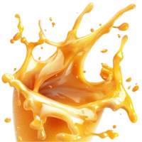 Splash of golden caramel creates a dynamic motion png