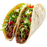 and flavorful tacos are filled with seasoned meat and greens png