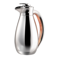 silver thermal carafe with a sleek handle keeps beverages warm png