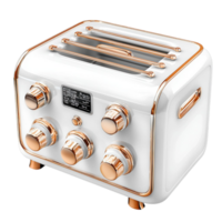 white toaster with golden knobs combines style with functionality png